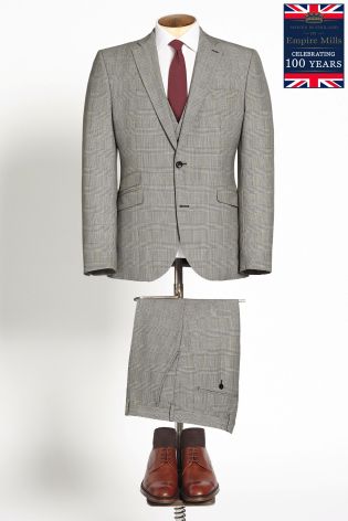 Taupe Check Tailored Fit Suit : Jacket